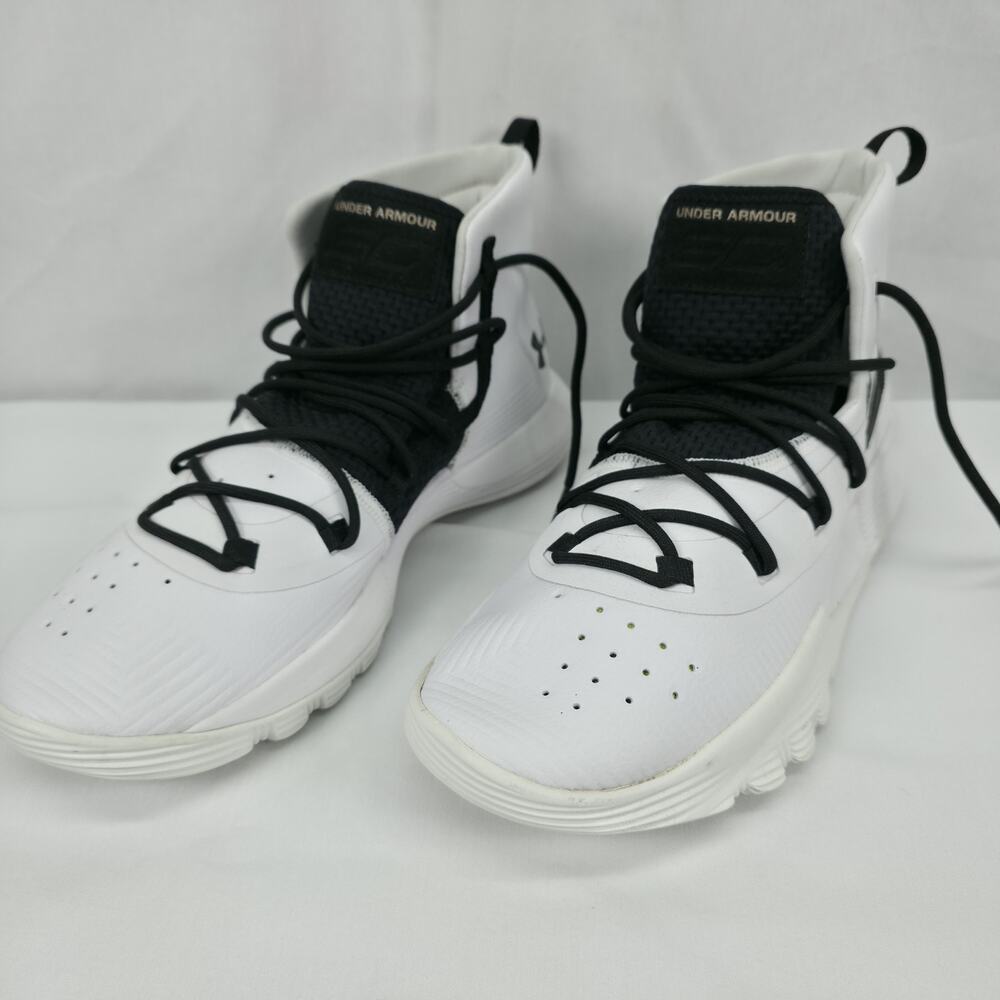 Under Armour SC 3ZERO II Womens Size 8 White Black Curry Basketball Shoes